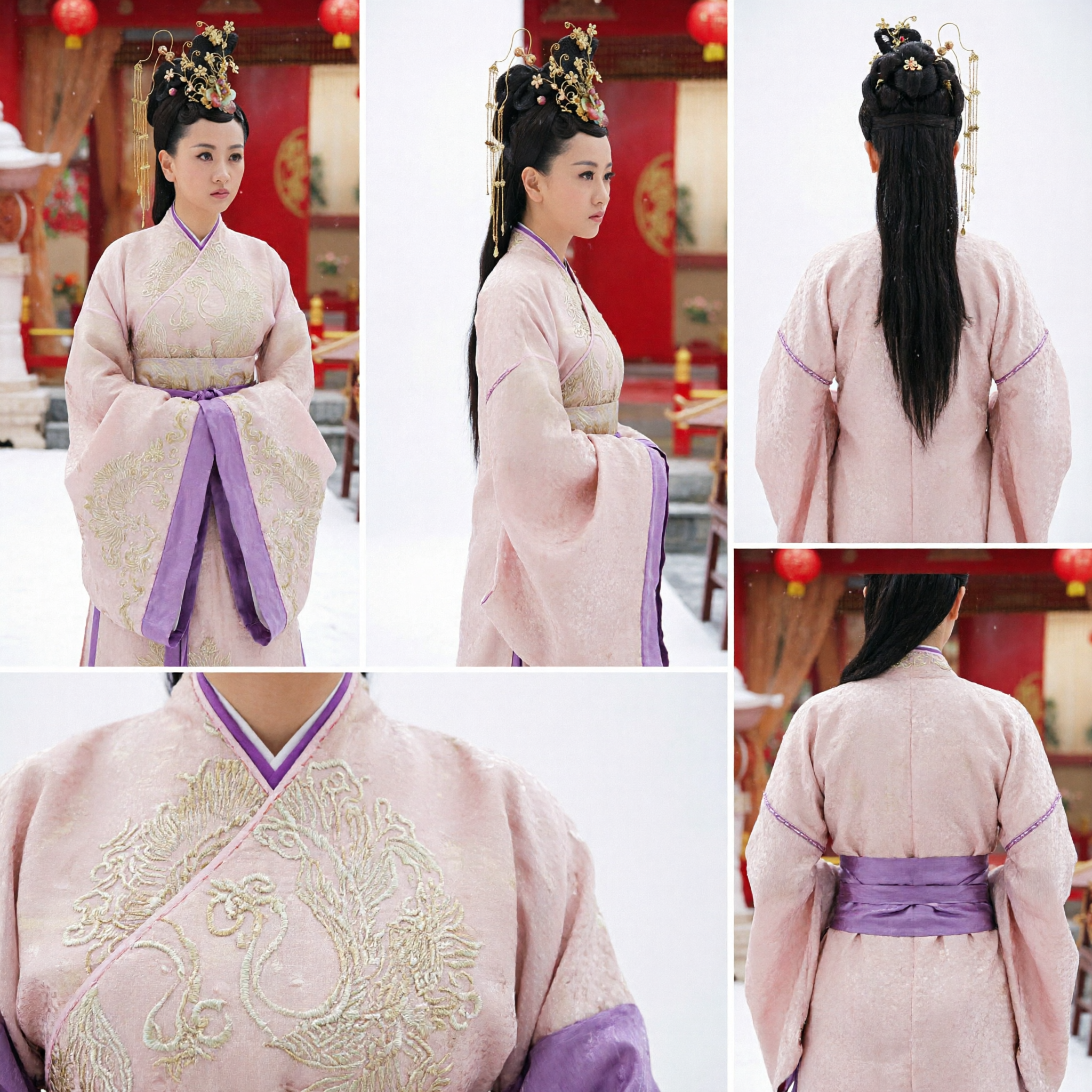 Frauen-Rosa-Chinesisches-Hanfu Traditionelles antikes Palastkostüm Besticktes Kleid für Cosplay und Auftritte - Asian Costume
