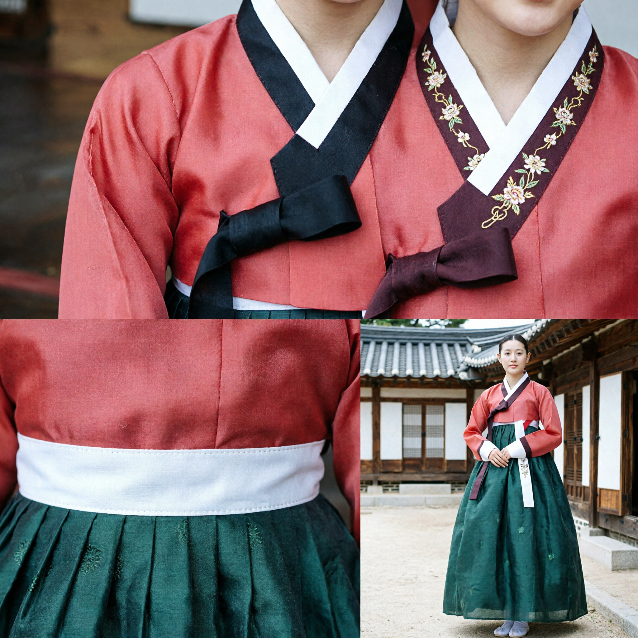 Traditionele Koreaanse Hanbok jurk voor vrouwen, roze Jeogori top met donkere rok, paleiskostuum - Asian Costume