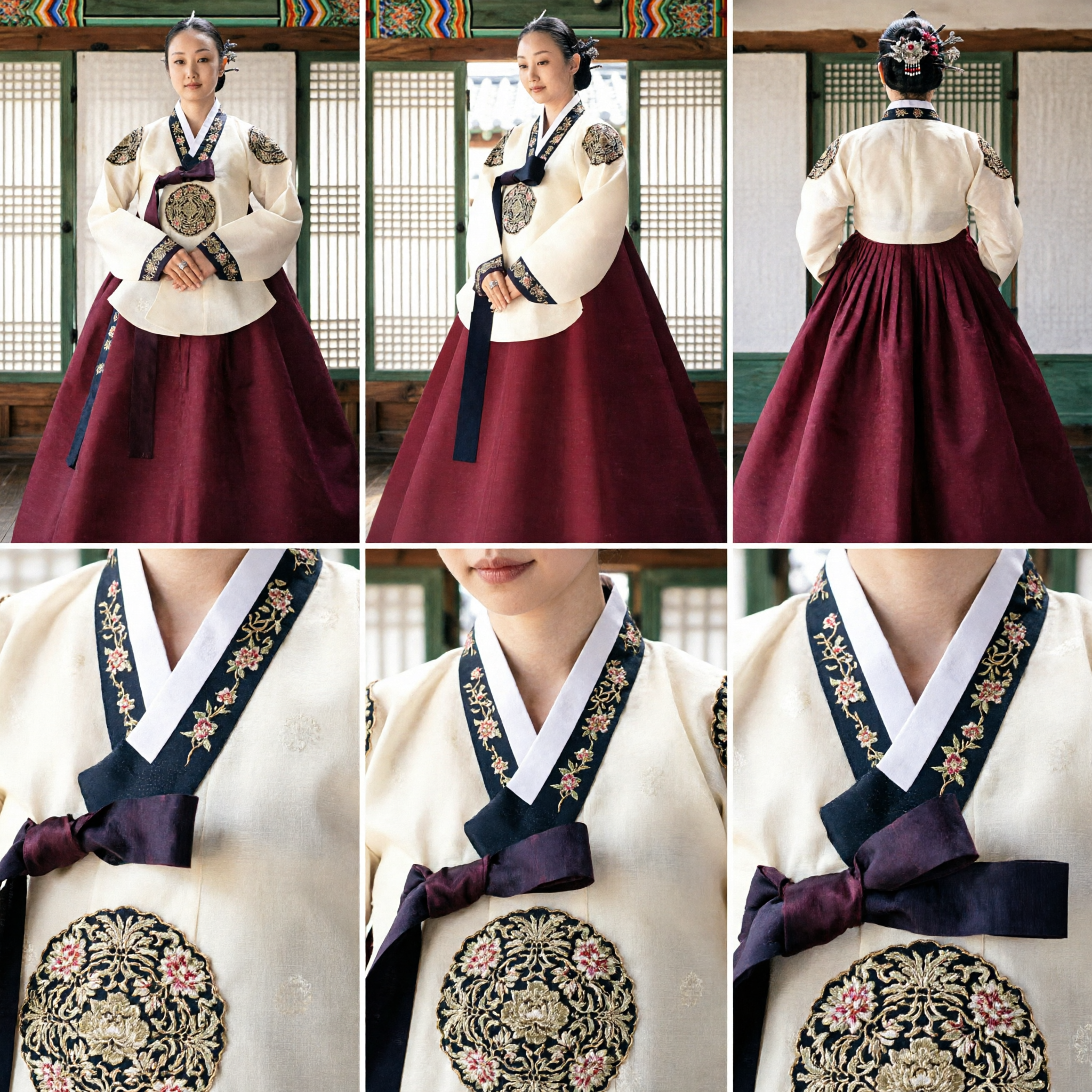 Premium Koreaanse Hanbok traditionele jurk voor vrouwen, formele trouwceremonie rode Chima witte geborduurde Jeogori - Asian Costume