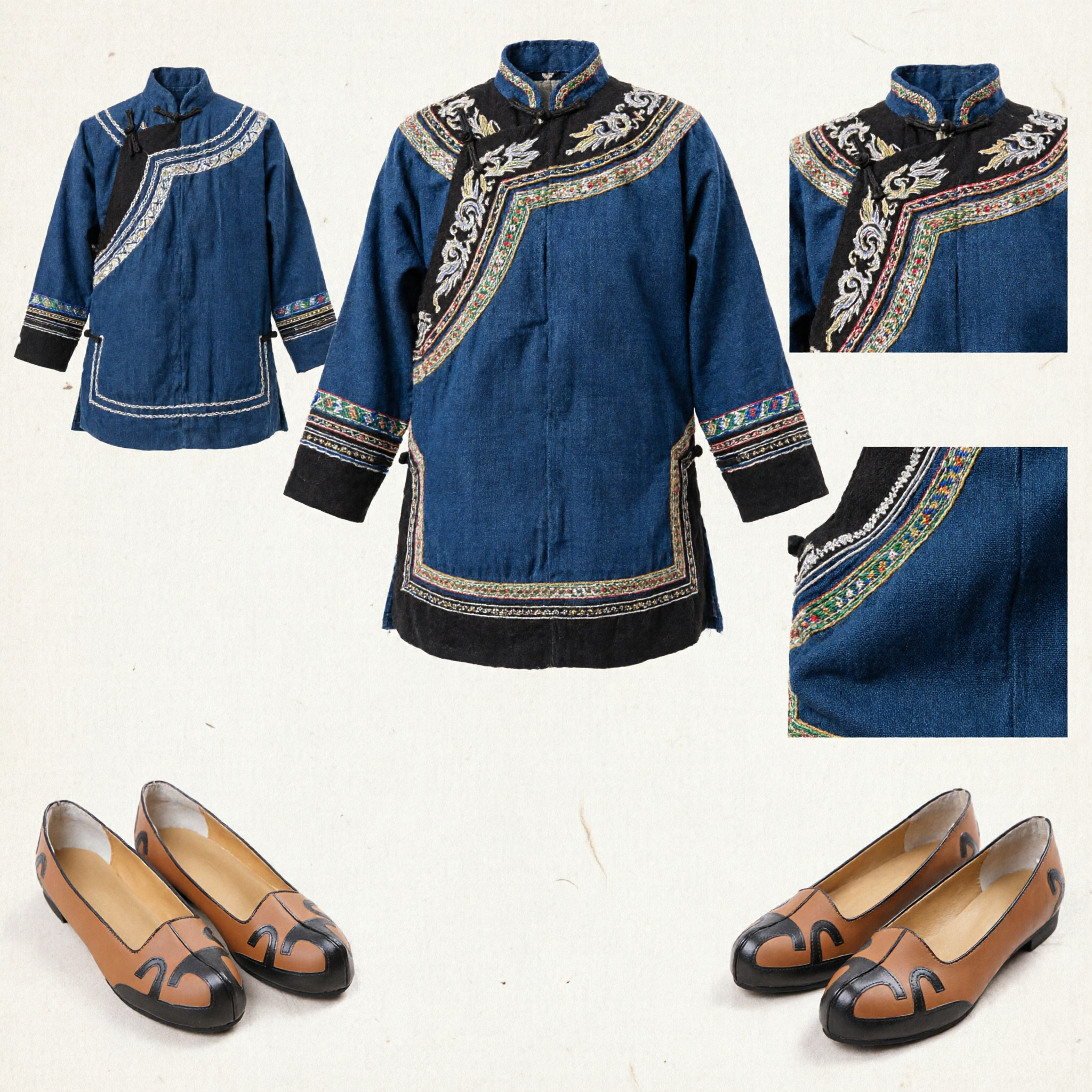 Sapatos de Couro Chineses Tradicionais, Sapatos Baixos Hanfu Tang Suit, Calçado Étnico para Homens e Mulheres - Asian Costume