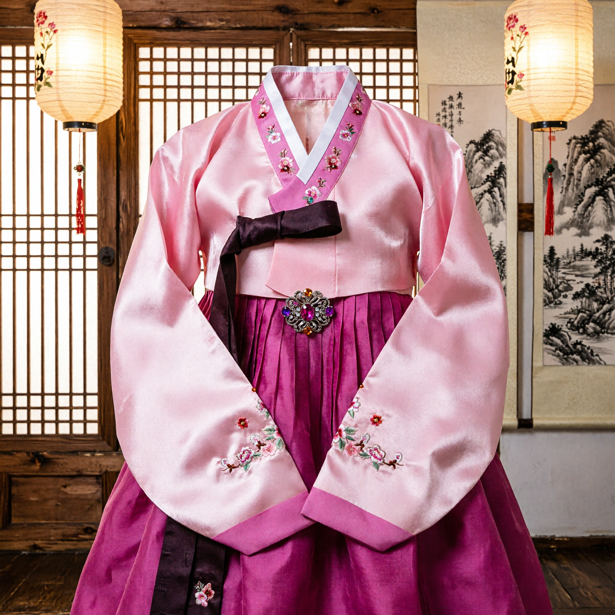 Vestido Tradicional Hanbok Coreano para Mujer, Conjunto Rosa de Dos Piezas para Bodas, Fiestas y Celebraciones - Asian Costume