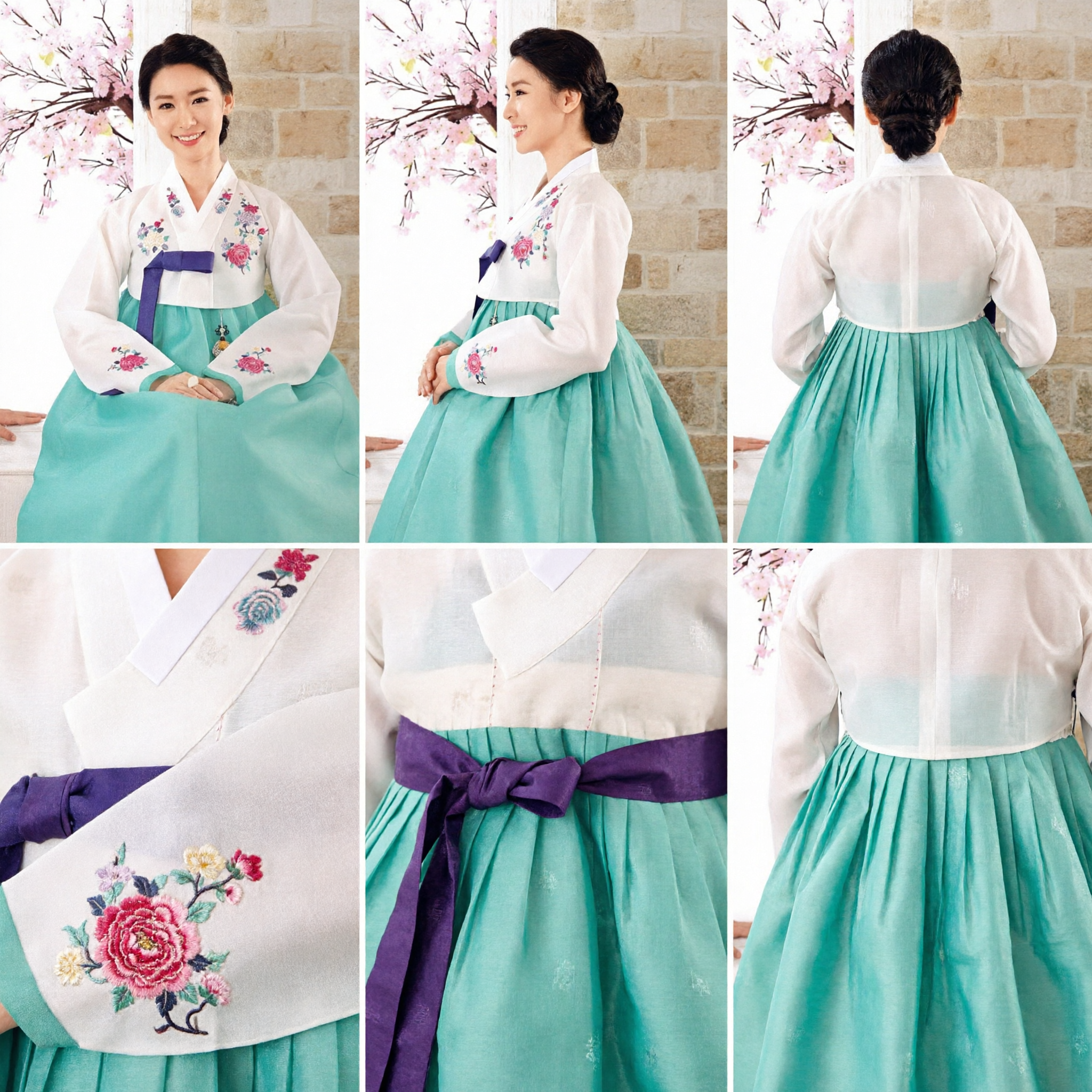 Elegante Conjunto Coreano Hanbok para Mujeres con Bordado Floral, Vestido Tradicional Formal para Bodas y Días Festivos - Asian Costume