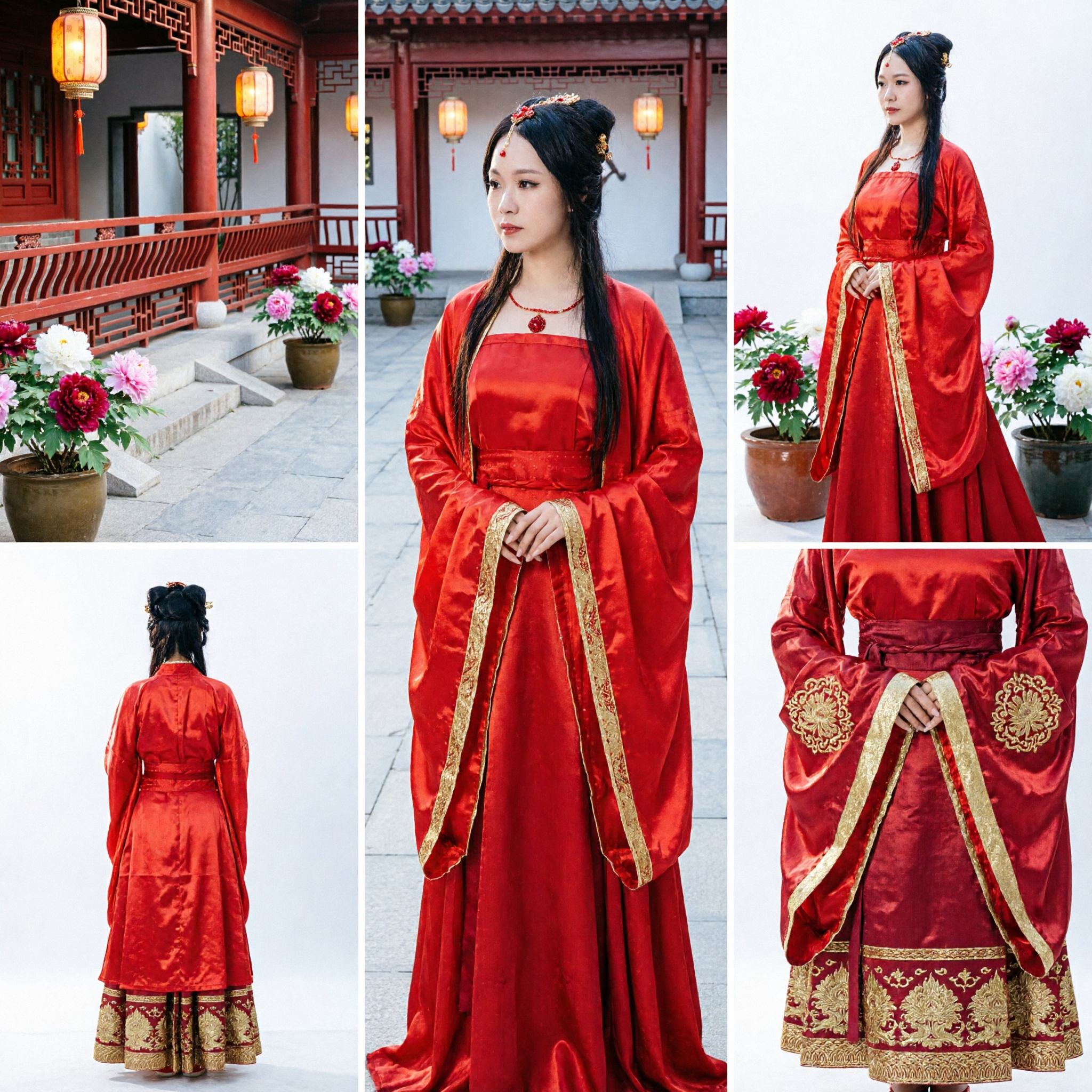 Robe Hanfu ancienne rouge chinoise, costume traditionnel de dame du palais de la dynastie Tang pour mariage et performance de danse - Asian Costume
