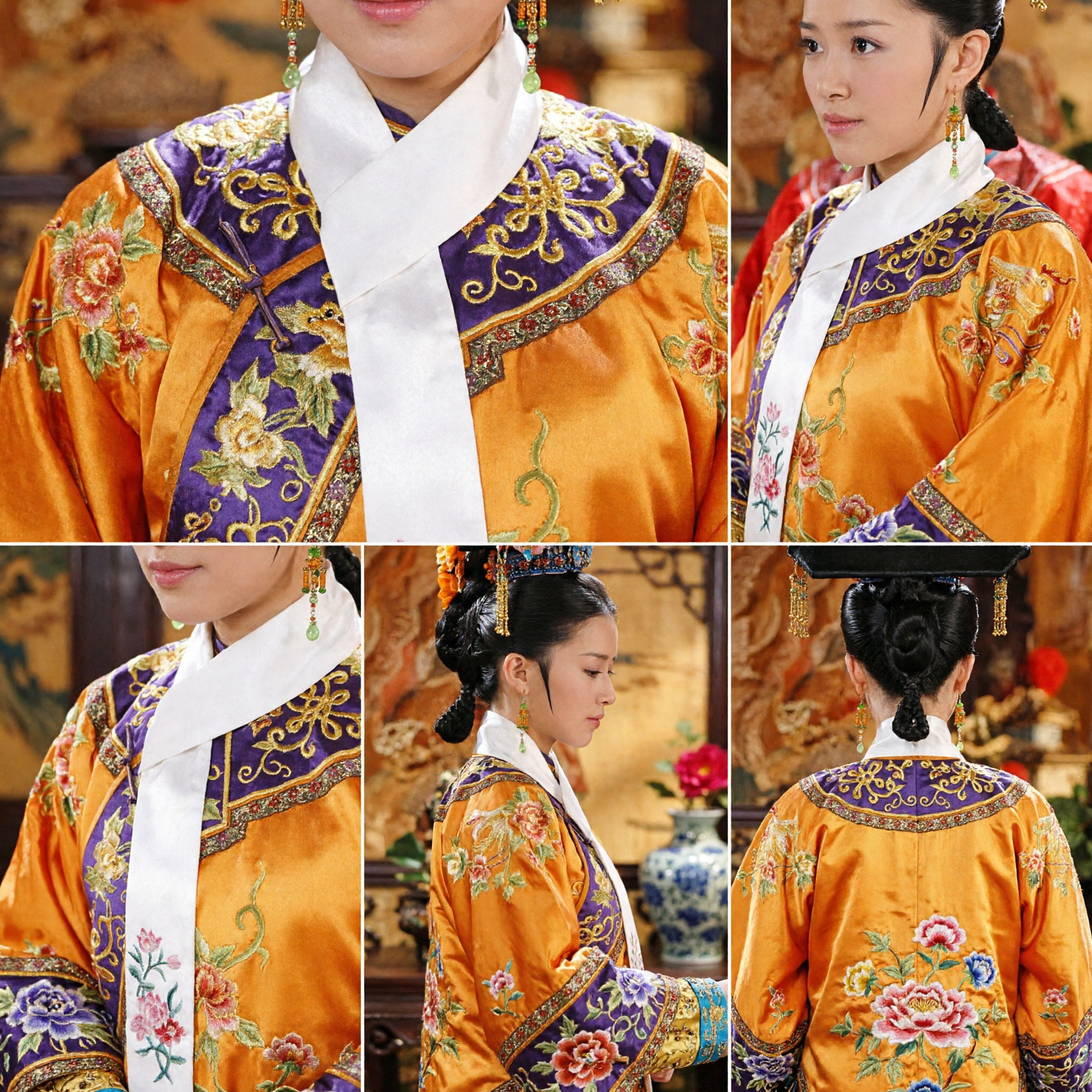 Starożytny Chiński Strój z Epoki Qing dla Księżniczki Mandżurskiej, Haftowana Żółta Szata i Luksusowy Zestaw z Hełmem Feniksa dla Kobiet - Asian Costume