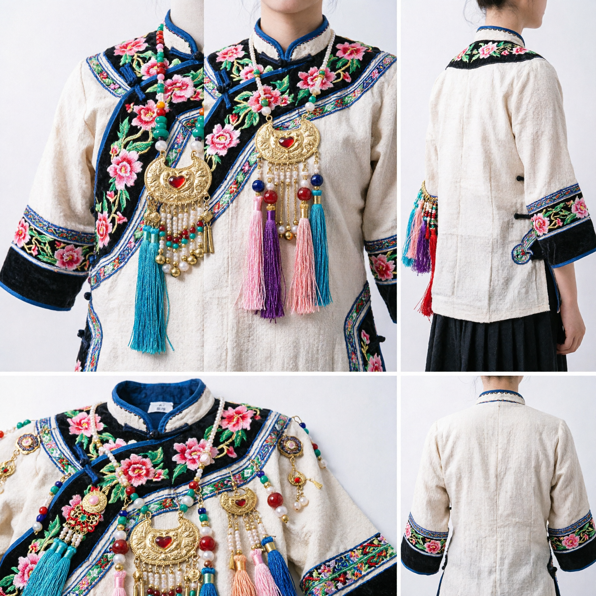 Traditionelles chinesisches Hanfu-Haarschmuck-Set rosa Pfingstrosenblume goldene Quasten-Kopfzier für Hochzeit Braut - Asian Costume