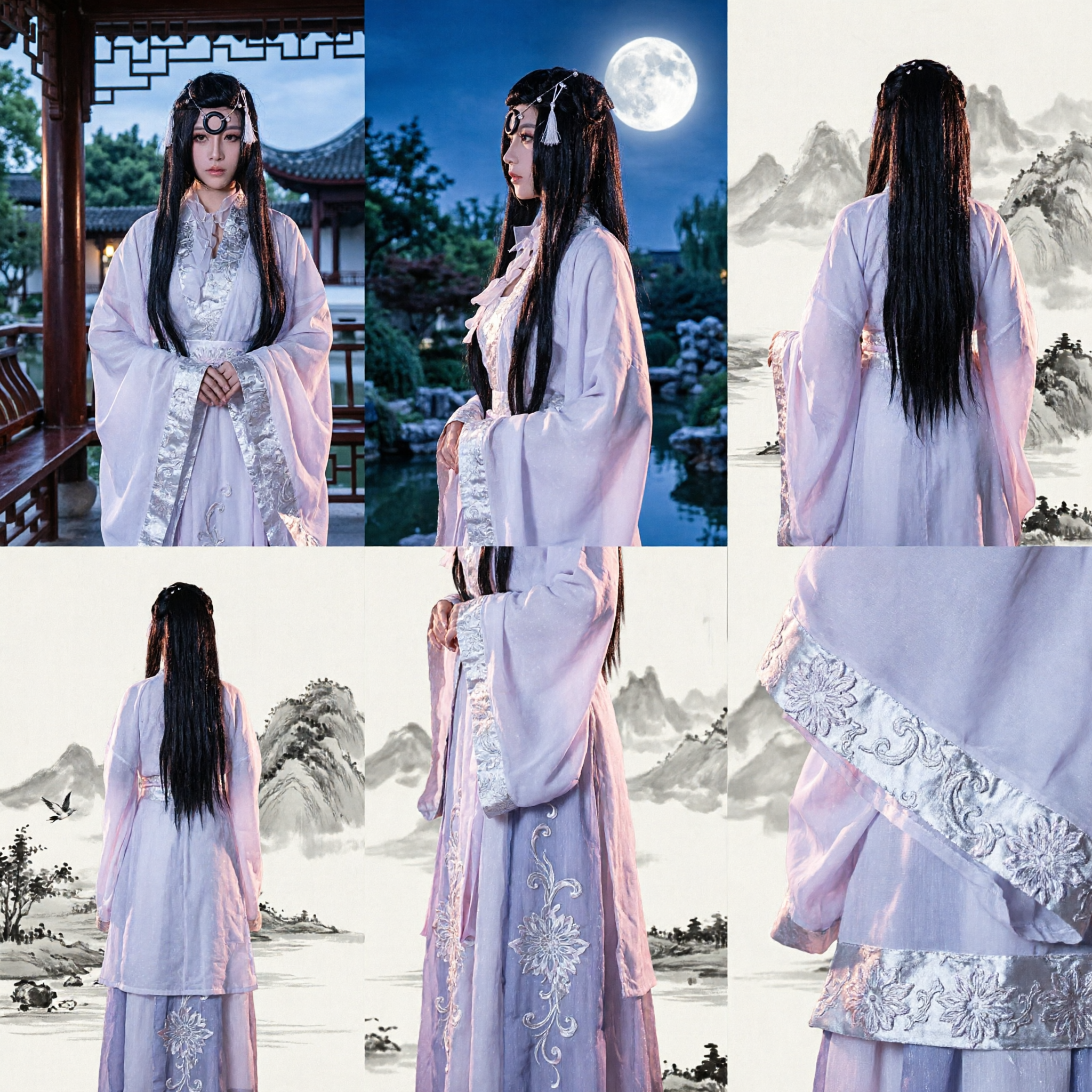 Costume Hanfu traditionnel chinois blanc élégant - Ensemble de robe de fée ancienne avec perruque et bijoux pour cosplay féminin - Asian Costume