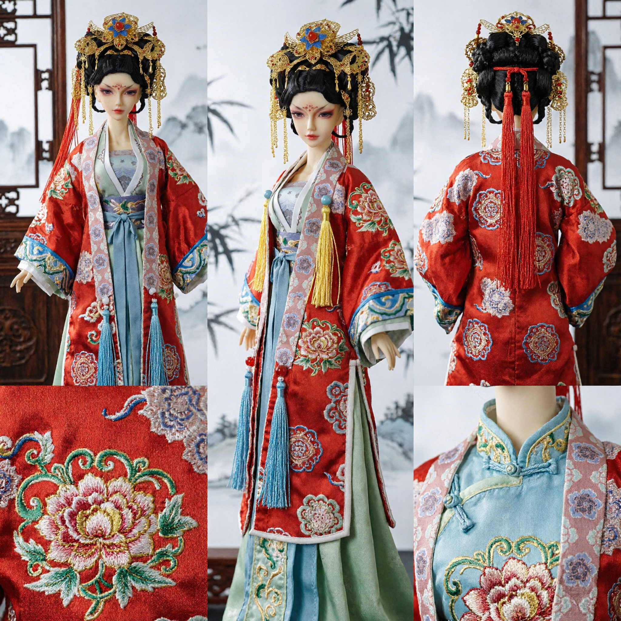 Traditionelle Chinesische Antike Palast-Gold-Phönix-Krone Haar-Accessoires Hanfu-Kopfschmuck für BJD-Puppen - Asian Costume