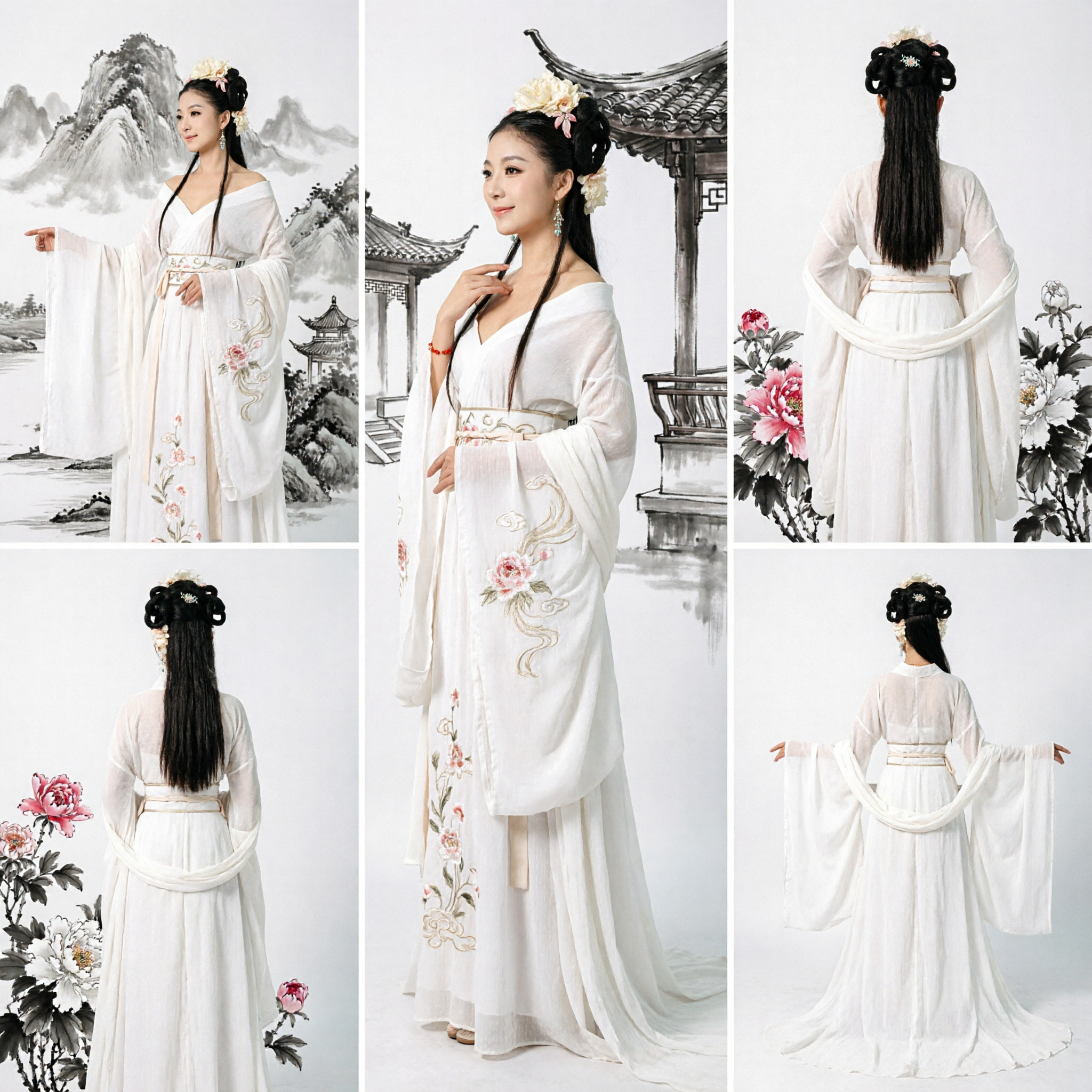 Elegantes Weißes Traditionelles Chinesisches Hanfu Antikes Feen-Kostüm Weitärmeliges Kleid für Frauen-Cosplay - Asian Costume