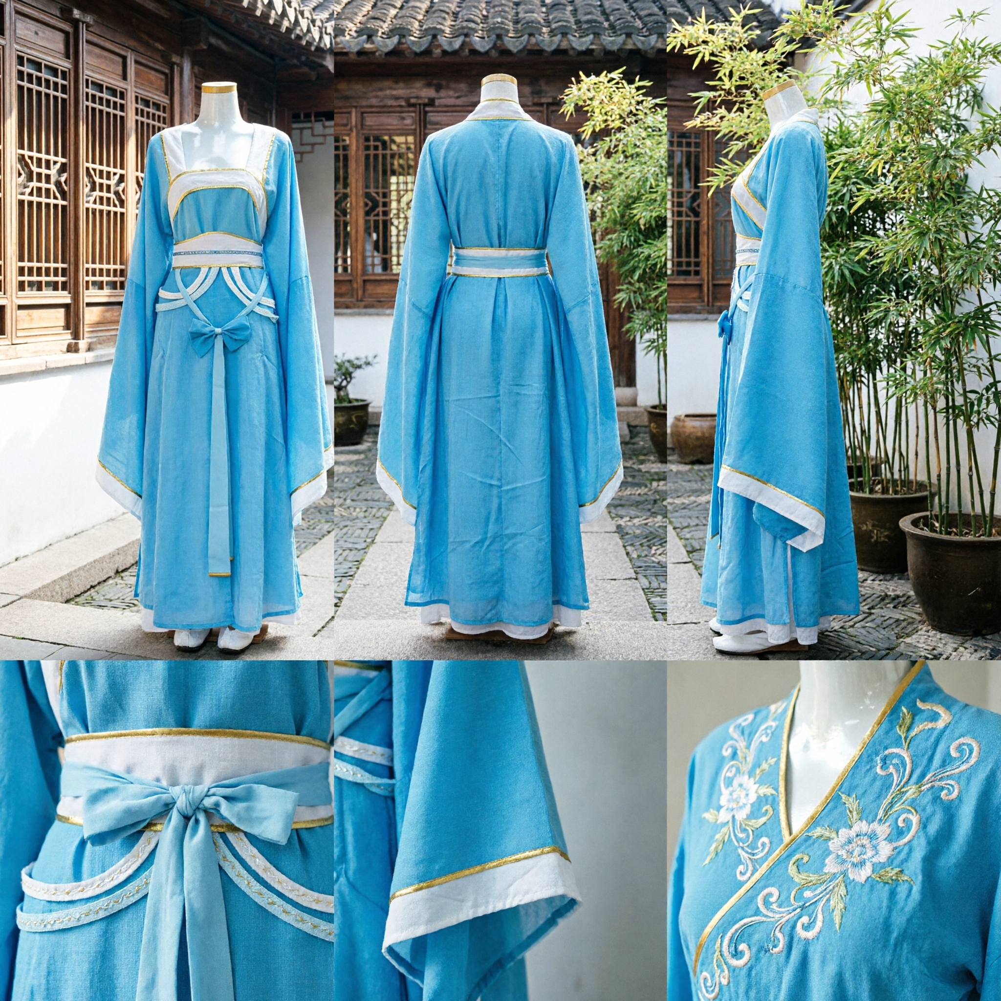 Elegante Hanfu cinese azzurro antico abito da principessa, costume tradizionale da fata per donne, per cosplay e spettacoli - Asian Costume