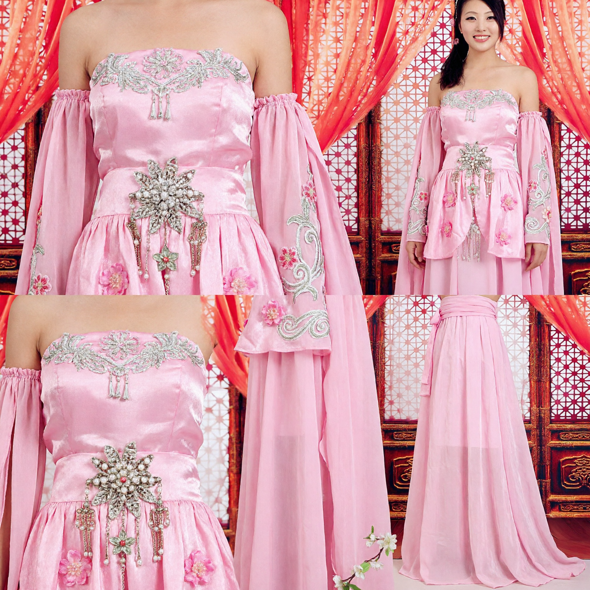 Eleganckie różowe Hanfu z dynastii Tang - Kostium księżniczki, tradycyjna starożytna chińska suknia dla kobiet na występy sceniczne - Asian Costume