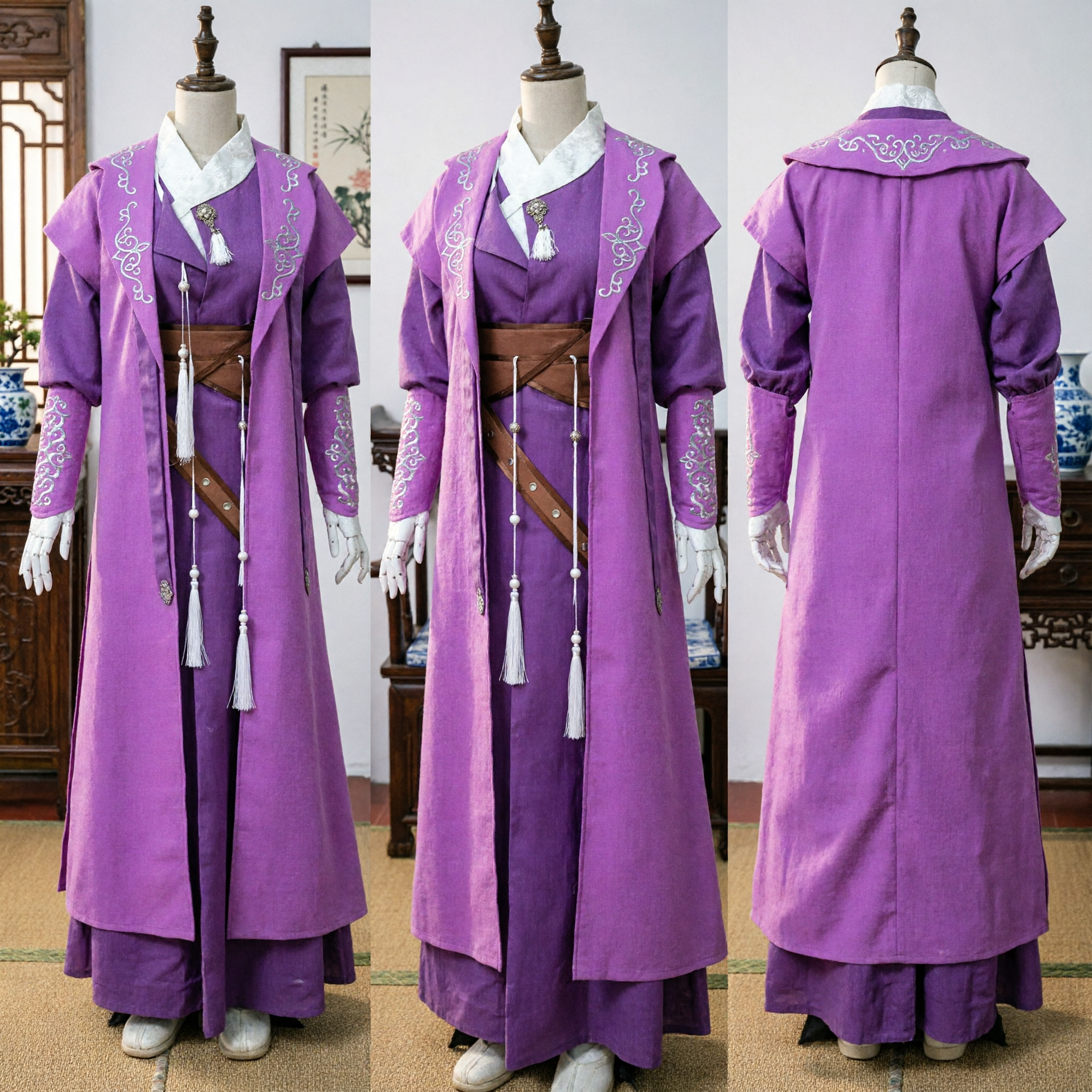 Hanfu tradizionale cinese viola antico, veste da spadaccino Wuxia per uomini, per cosplay e feste - Asian Costume