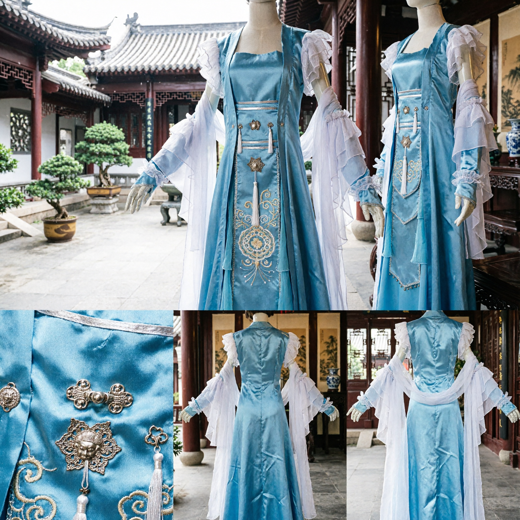 Hanfu azzurro per donne, costume antico tradizionale cinese, abito da fata per cosplay e spettacoli - Asian Costume