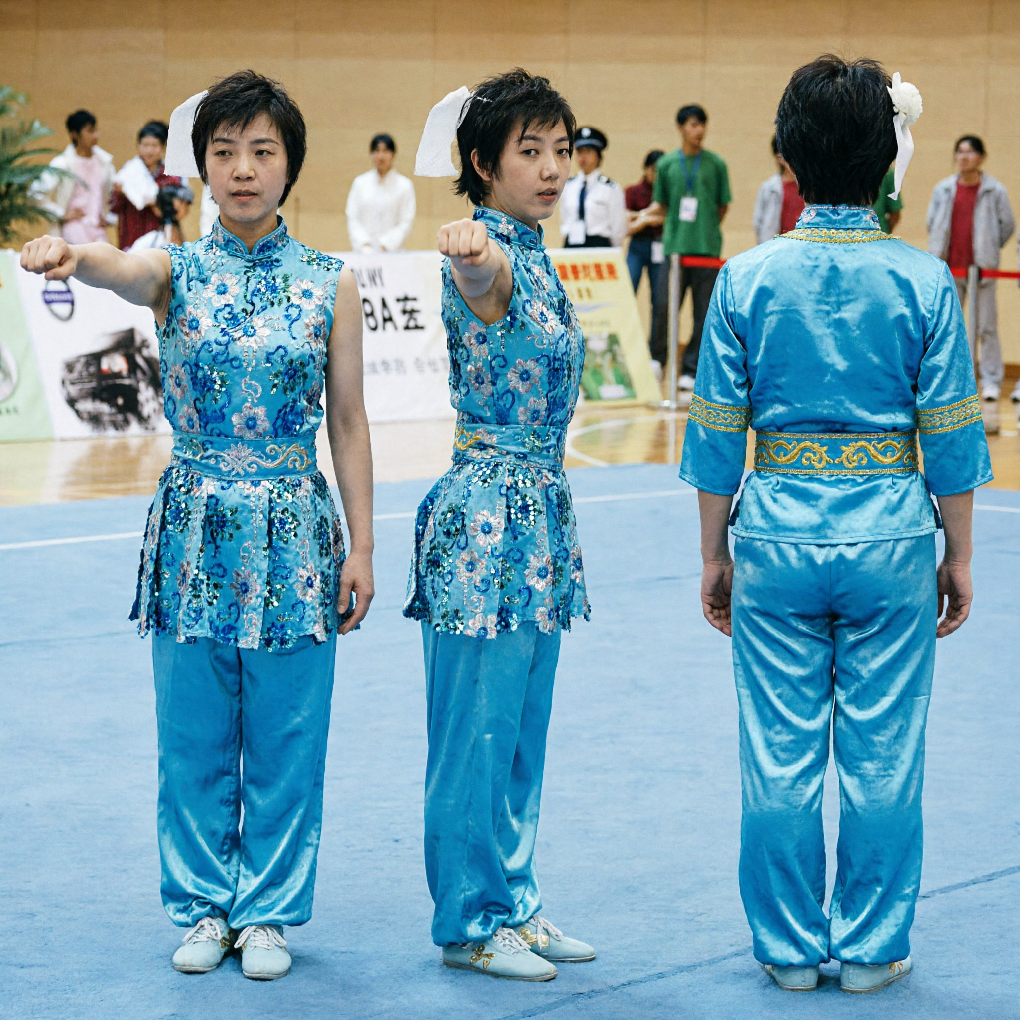 Damen blauer Pailletten-Wushu-Kung-Fu-Anzug traditionelles Kampfkunst-Aufführungskostüm Wettkampf-Outfit - Asian Costume