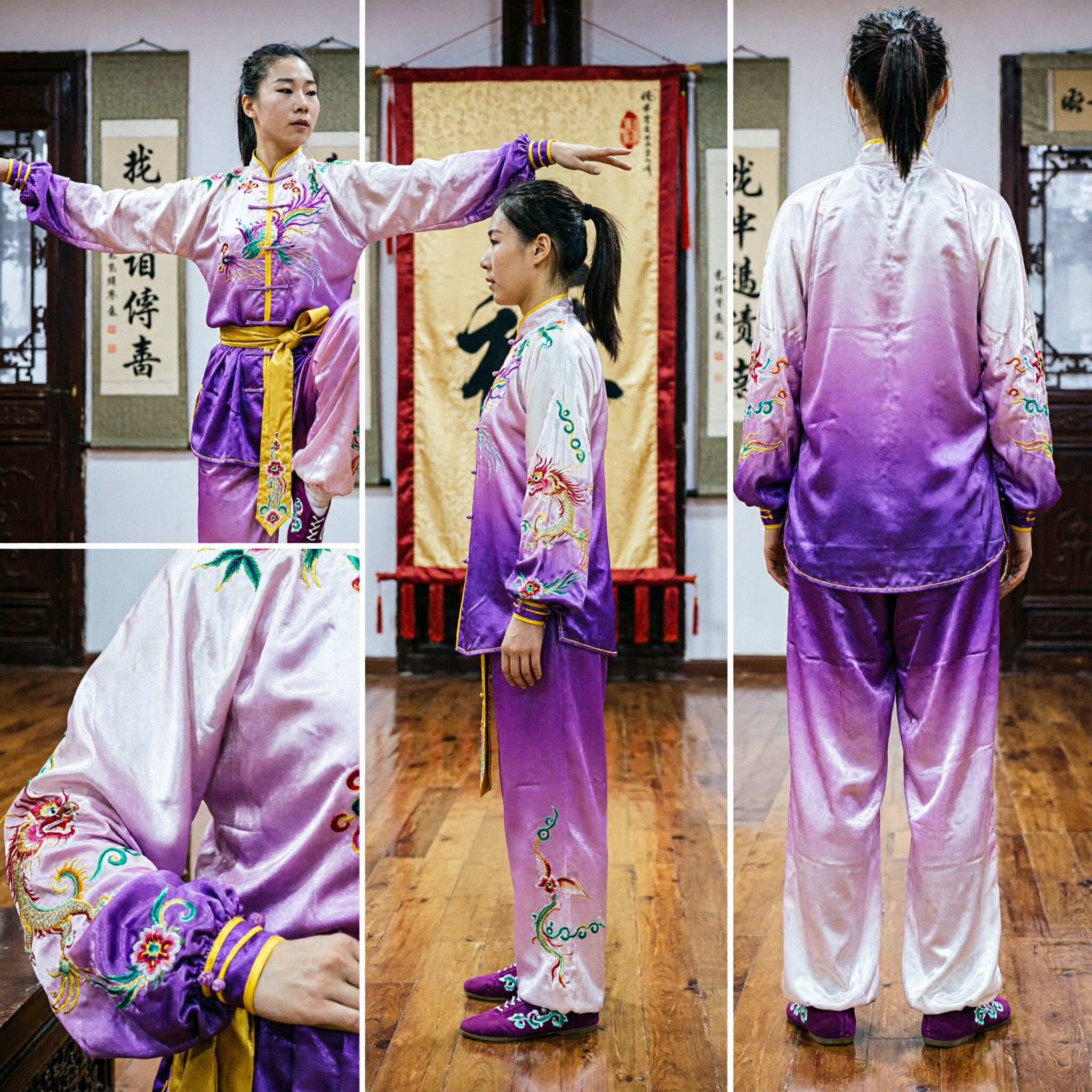 Uniforme de Wushu Profissional para Mulheres Rosa, Traje Tradicional de Kung Fu para Tai Chi e Performance com Espada - Asian Costume