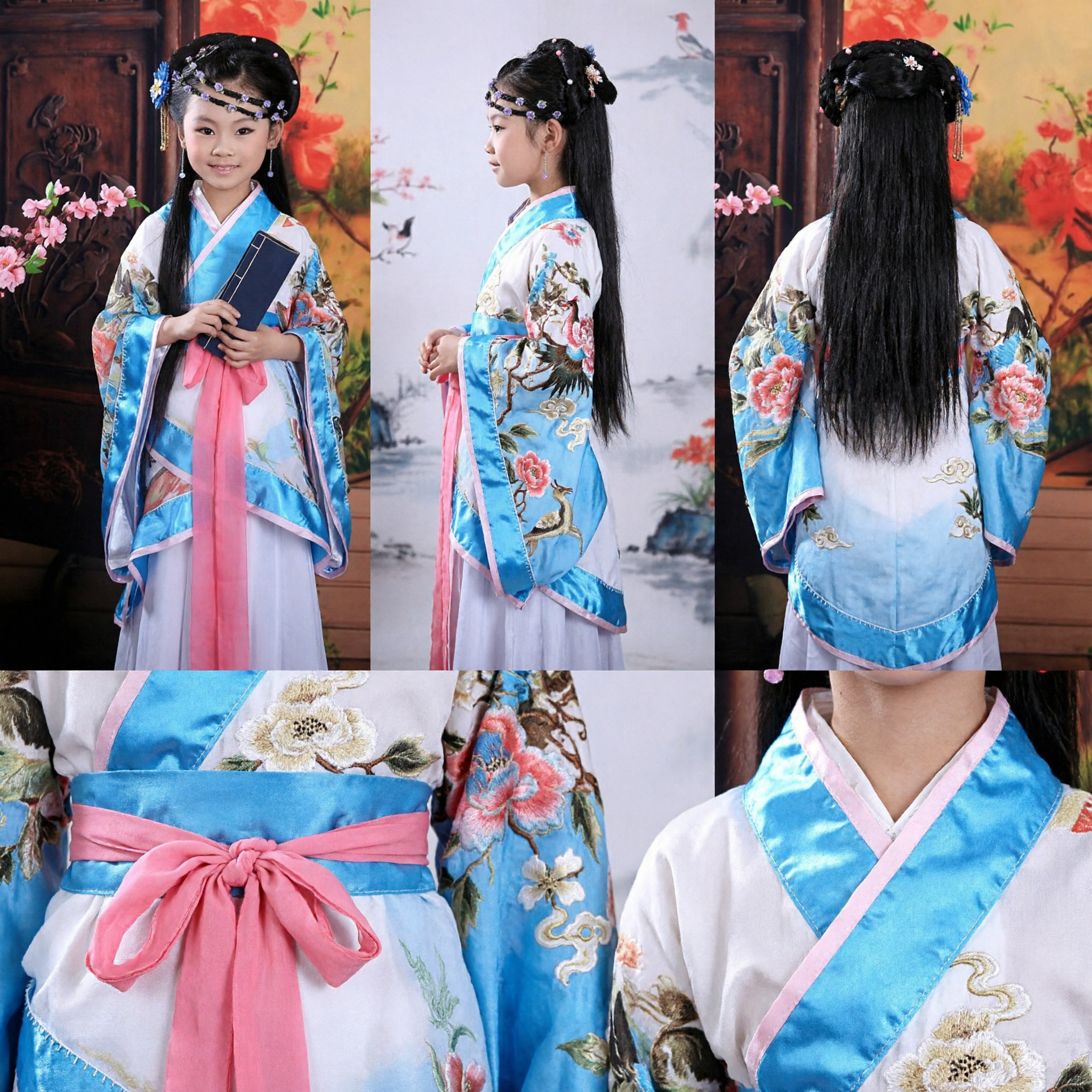 Traje Hanfu Tradicional Chinês para Meninas Crianças Vestido de Princesa da Dinastia Tang Antiga Roupa para Performance - Asian Costume