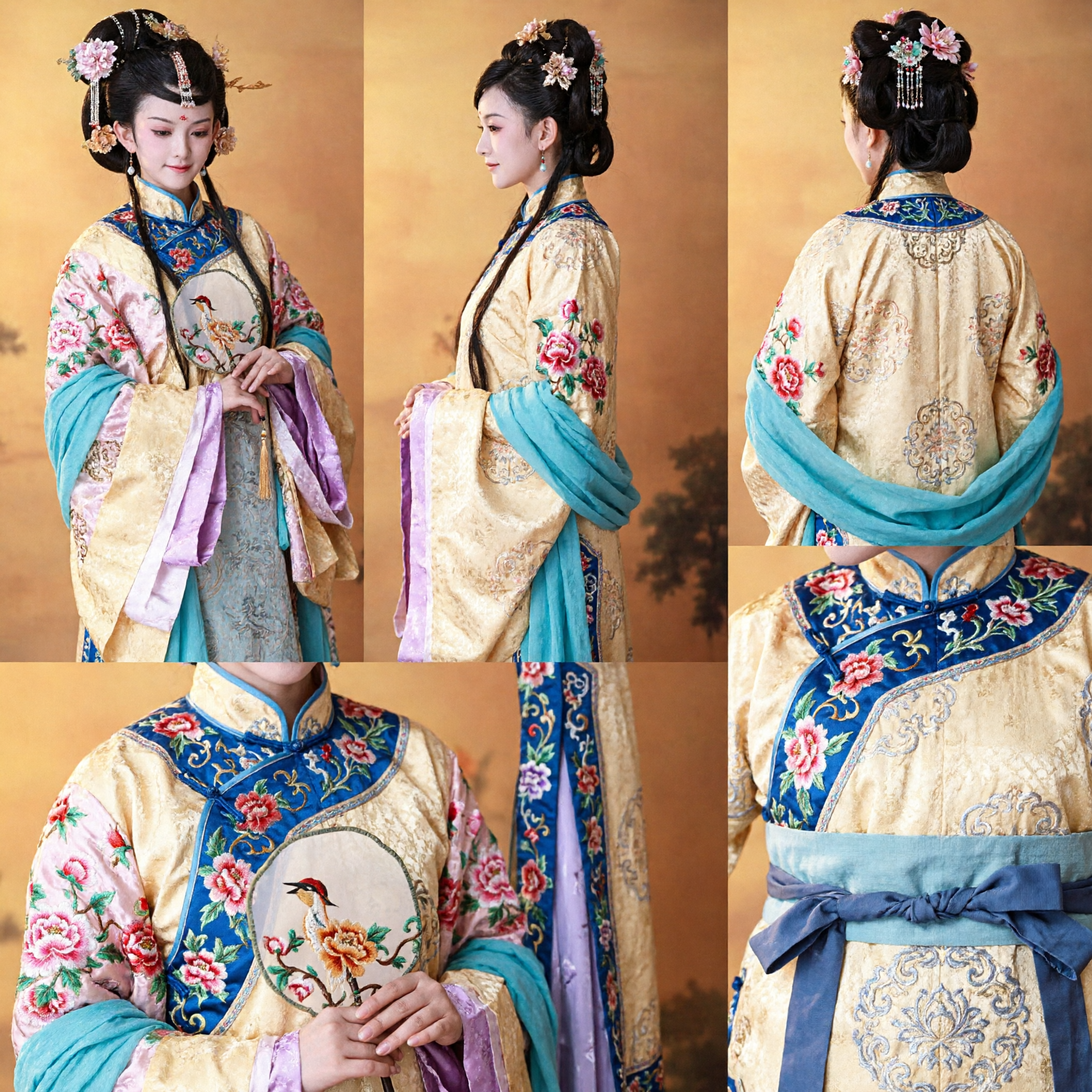 Traditionelles Chinesisches Tang-Dynastie-Hanfu Mutter-Tochter-Abgestimmtes Set Antikes Palastkostüm für Frauen und Mädchen - Asian Costume