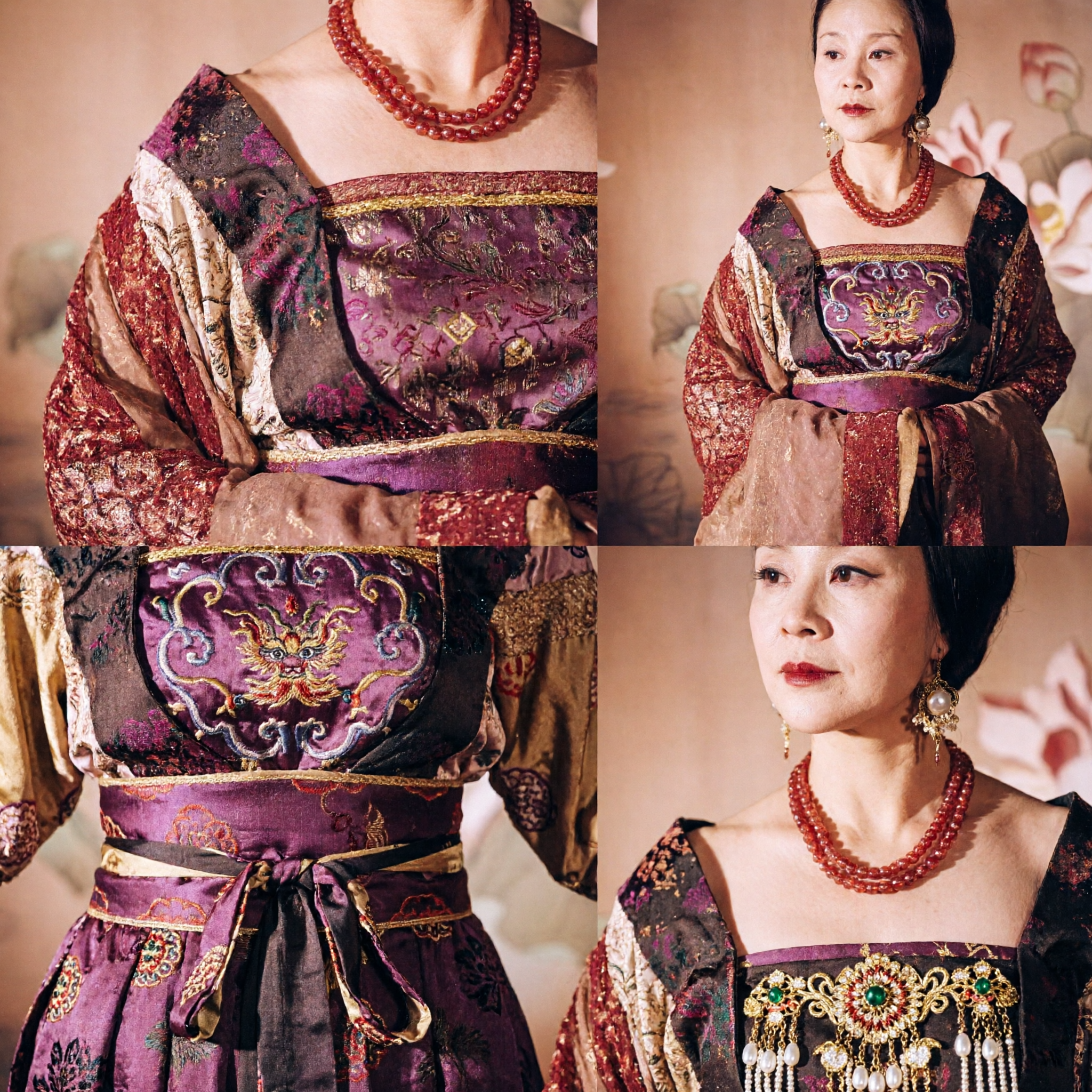 고대 중국 당나라 황후 왕실 궁녀 한푸 의상 두식 포함 완전 세트 여성 코스프레용 - Asian Costume