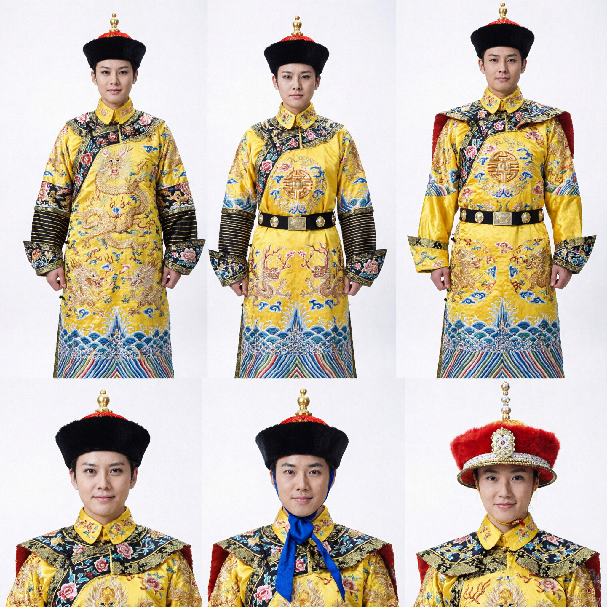Traje de Robe de Dragão Amarelo do Imperador e Imperatriz da Dinastia Qing Tradicional Chinês para Cosplay de Casal e Performance - Asian Costume