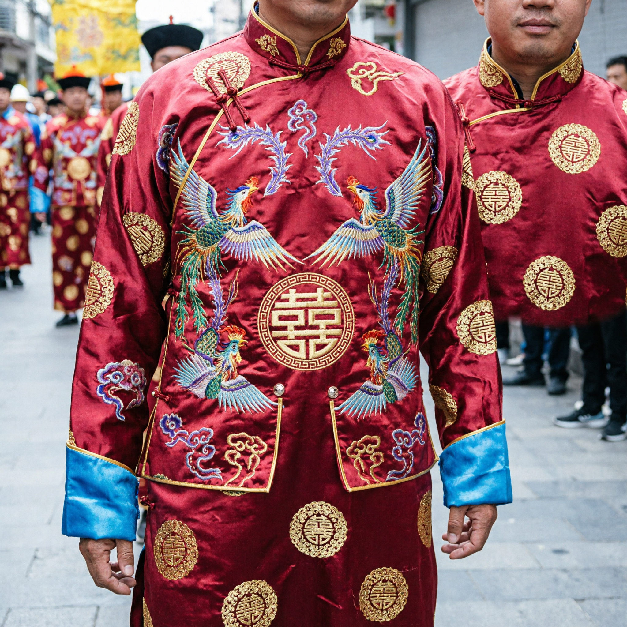 Cadeira de Sedan de Casamento Tradicional Chinesa, Palanquim Vermelho com Bordado de Dragão e Fênix, para Adereços de Cerimônia de Casamento Antigo - Asian Costume
