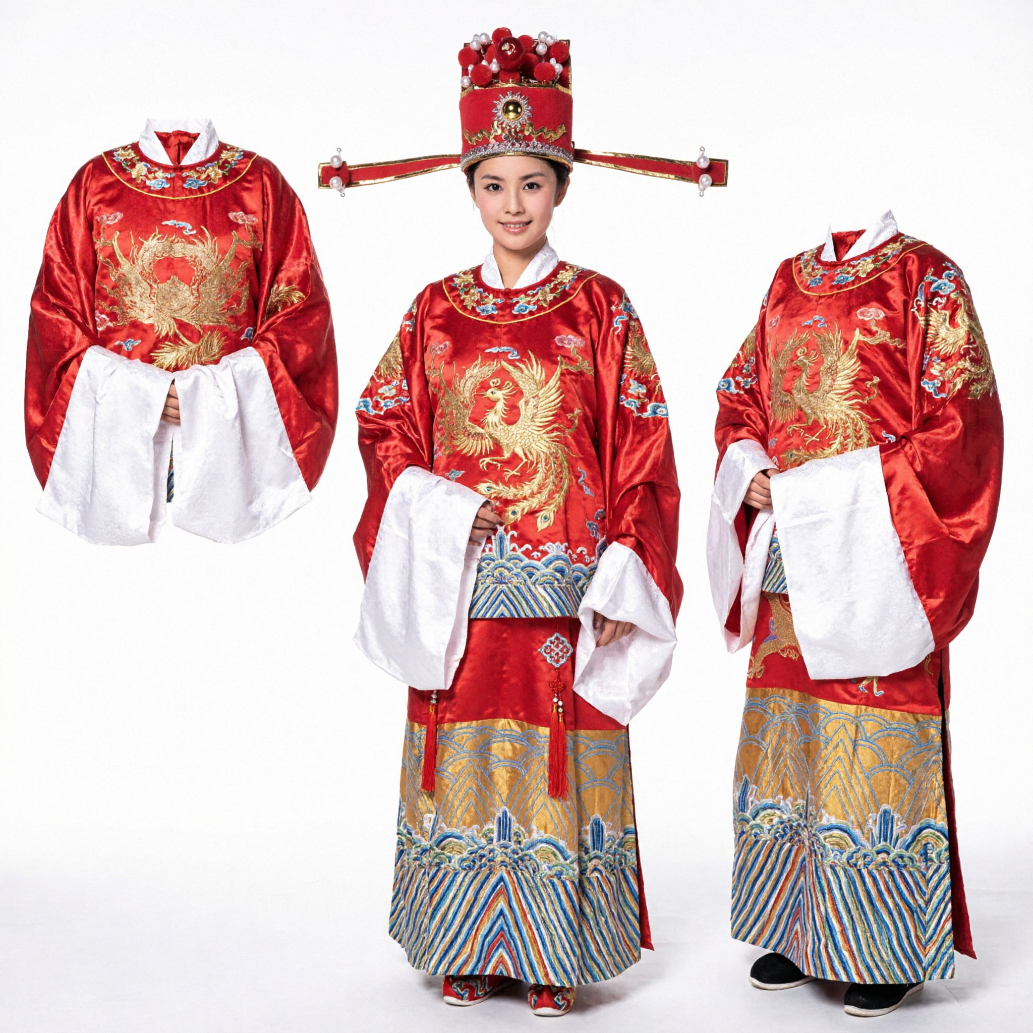 Traje de Ópera Tradicional Chinês para Mulheres, Manto Oficial Vermelho para Performance no Palco e Espetáculos Culturais - Asian Costume