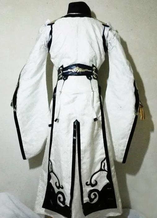 Chinese Traditional Cosplay Taoist Priest Royal Highness White Costume Ancient Swordsman Hanfu Clothing for Men