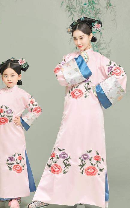 Ancient Chinese Qing Dynasty Court Costumes Manchu Palace Princess Queen Clothing and Headpieces for Women for Girls