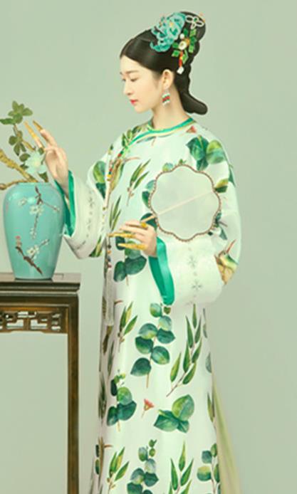 Chinese Drama Ancient Manchu Noble Countess Dress Traditional Hanfu Apparels Qing Dynasty Royal Princess Historical Costumes and Headdress for Women