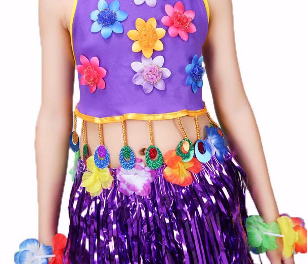 Top Hawaiian Dance Dress Stage Performance Clothing Children Day Dance Purple Outfits