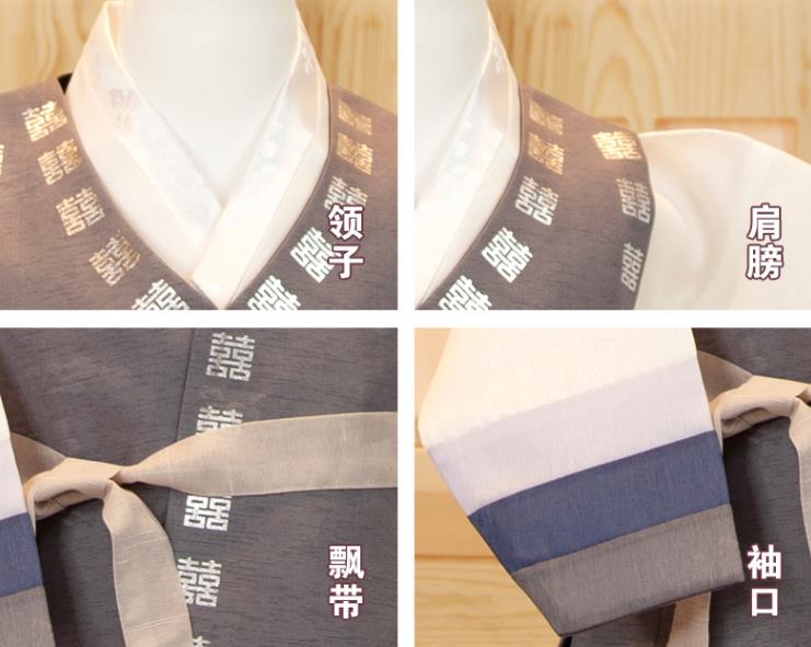 Korean Boys Prince Birthday Hanbok Traditional Fashion Clothing Grey Vest White Shirt and Brown Pants Korea Children Garment Costumes