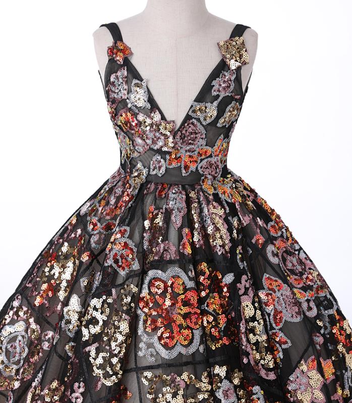 Top Girl Catwalks Baroque Black Evening Dress Christmas Princess Fashion Garment Children Stage Show Formal Clothing