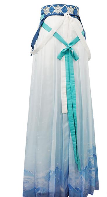 China Jin Dynasty Swordswoman Garment Costumes Ancient Young Beauty Clothing Traditional Blue Hanfu Dress