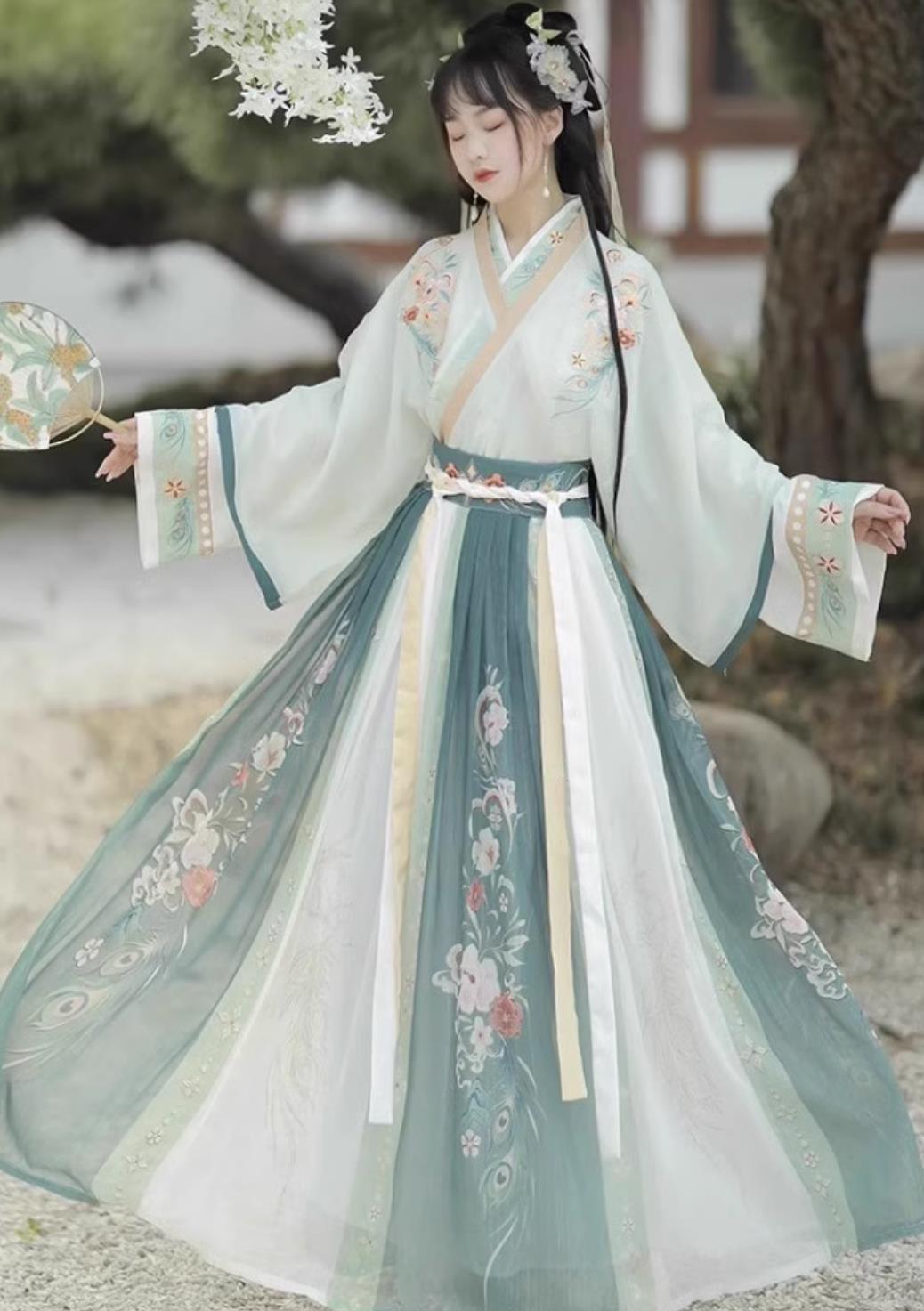Chinese Jin Dynasty Court Lady Clothing Traditional Blue Hanfu Dress Ancient China Princess Costume