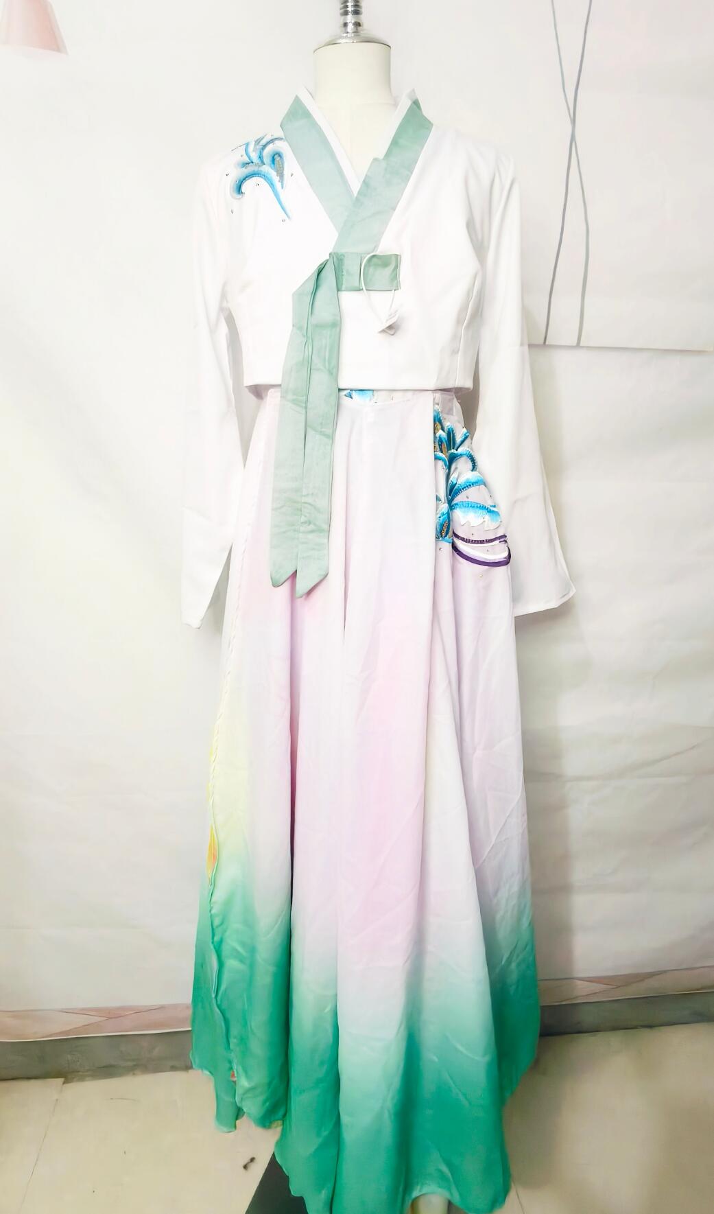 Korean Dance Costume Color Changing Dance Dress Women Fei Hua Die Yu Solo Performance Outfit Chinese Dance Clothing
